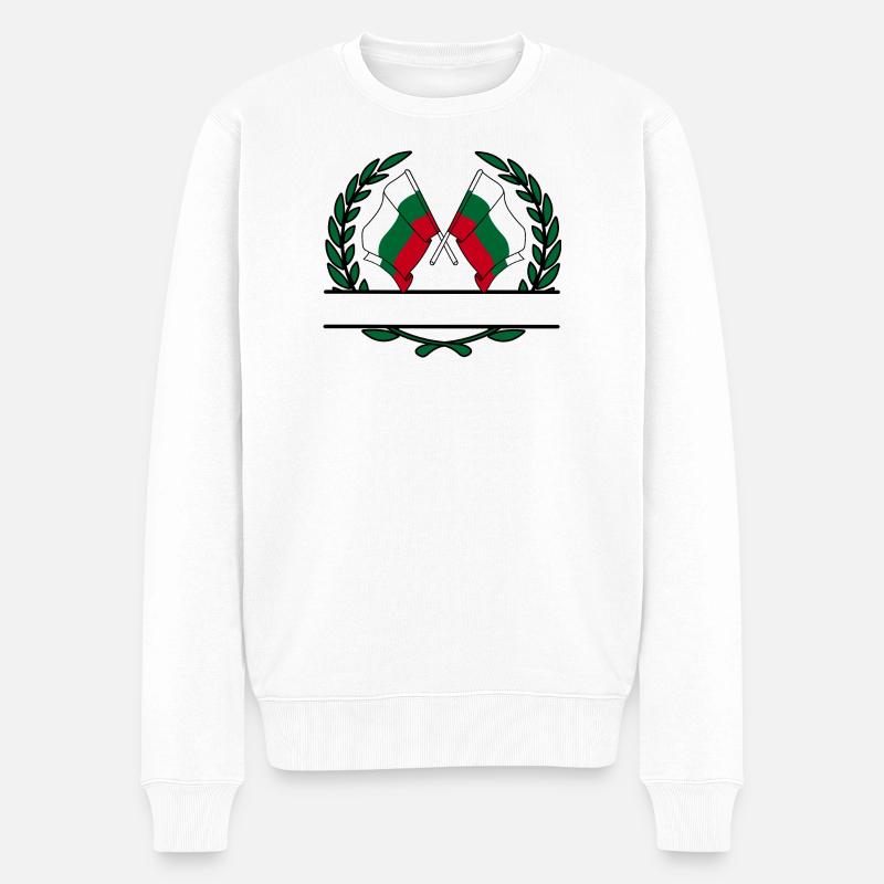 Flaggen Bulgarien Lorbeerkranz Banner - Männer Premium Bio Pullover - Weiß