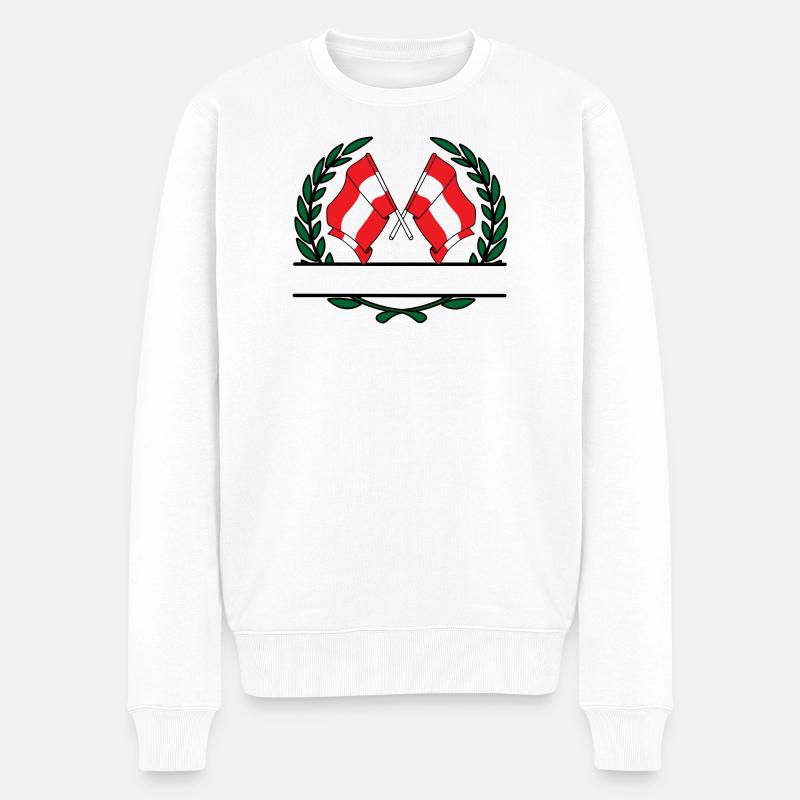 Drapeaux autrichienne couronne de laurier bannière - Pull Premium bio Homme - blanc