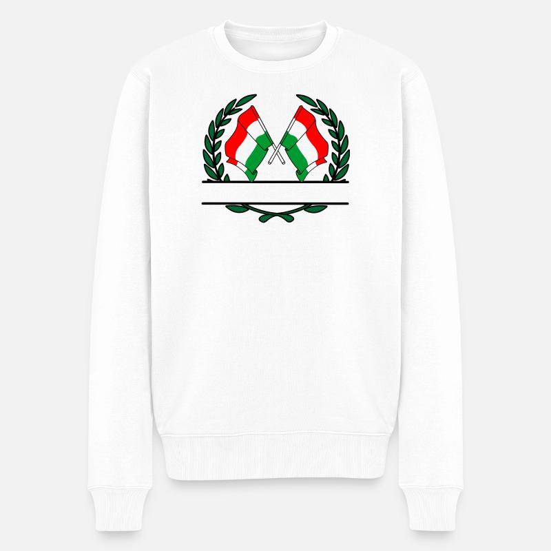 Drapeaux Hongrie couronne de laurier bannière - Pull Premium bio Homme - blanc