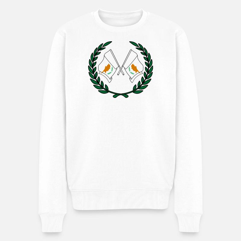 Drapeaux chypre en couronne de laurier - Pull Premium bio Homme - blanc