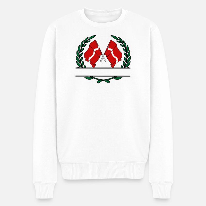 Fahnen Lettland Lorbeerkranz Banner - Männer Premium Bio Pullover - Weiß