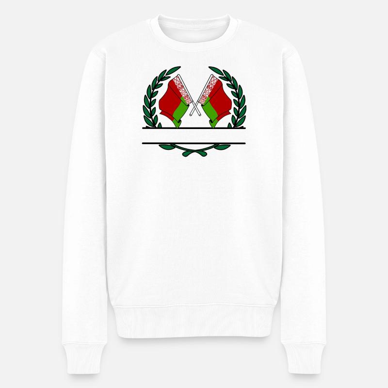 Fahnen Belarus Lorbeerkranz Banner - Männer Premium Bio Pullover - Weiß