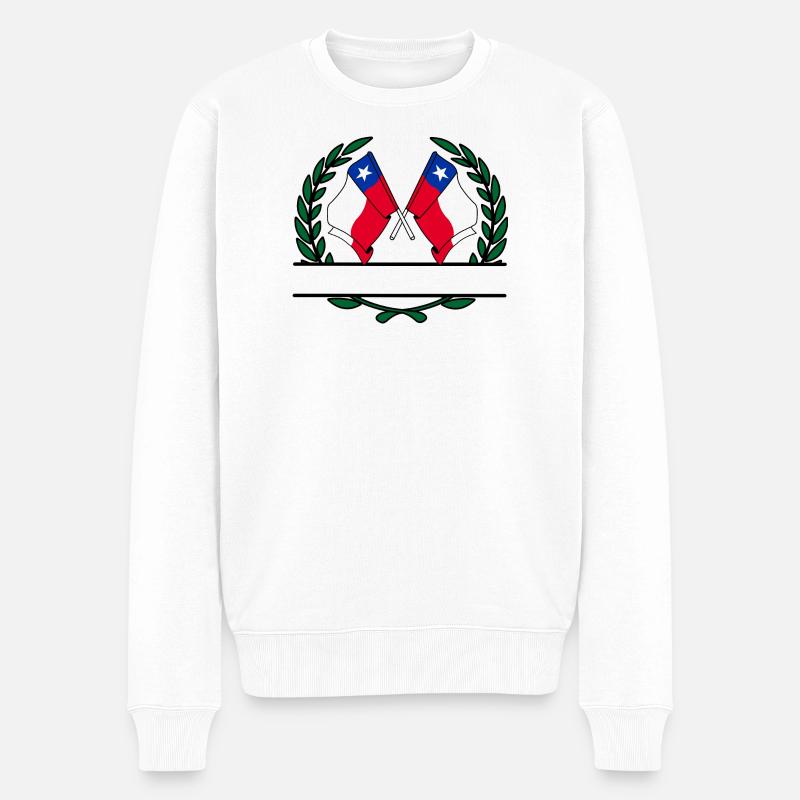 Drapeaux Chili couronne de laurier bannière - Pull Premium bio Homme - blanc