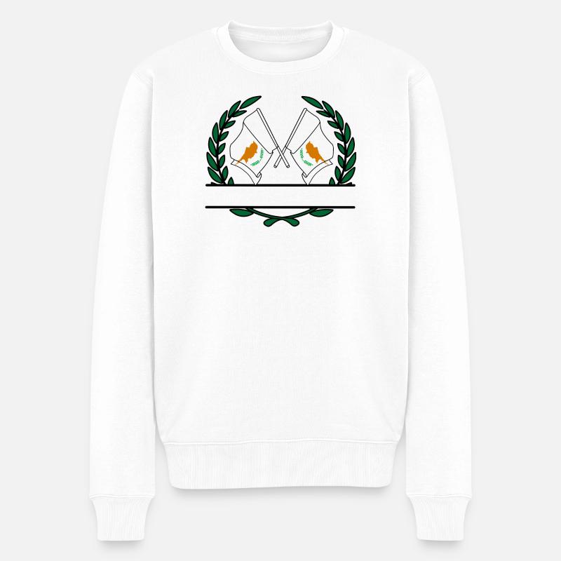 Drapeaux chypriote couronne de laurier bannière - Pull Premium bio Homme - blanc