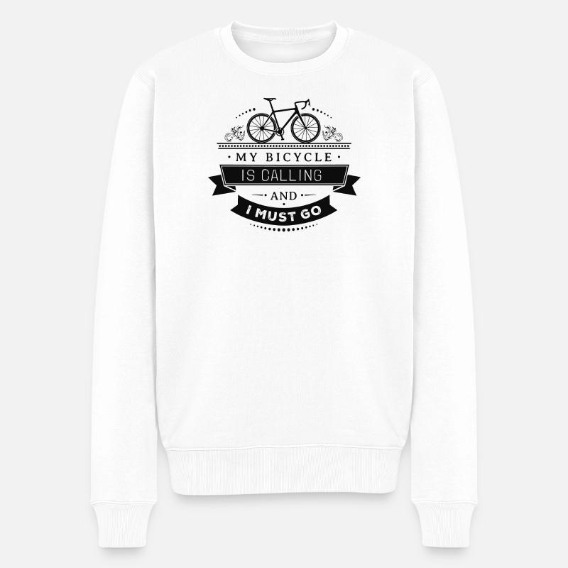 My Bicycle Is Calling Motiv - Männer Premium Bio Pullover - Weiß