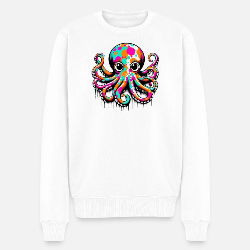 Krake - Männer Premium Bio Pullover - Weiß
