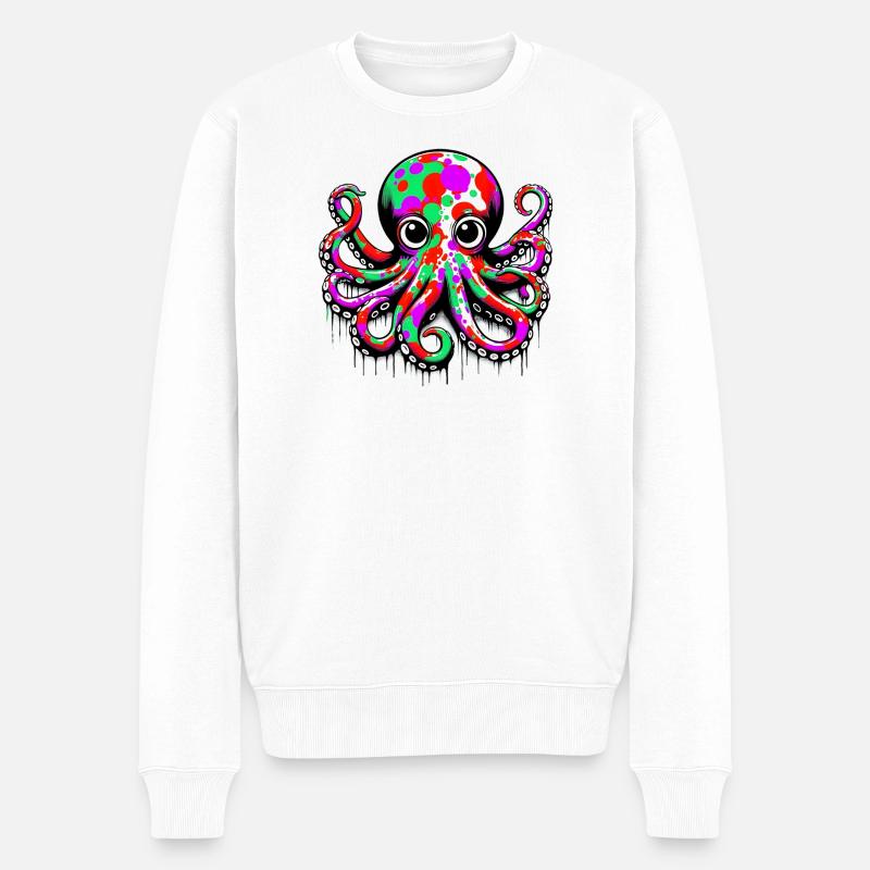 Krake - Männer Premium Bio Pullover - Weiß