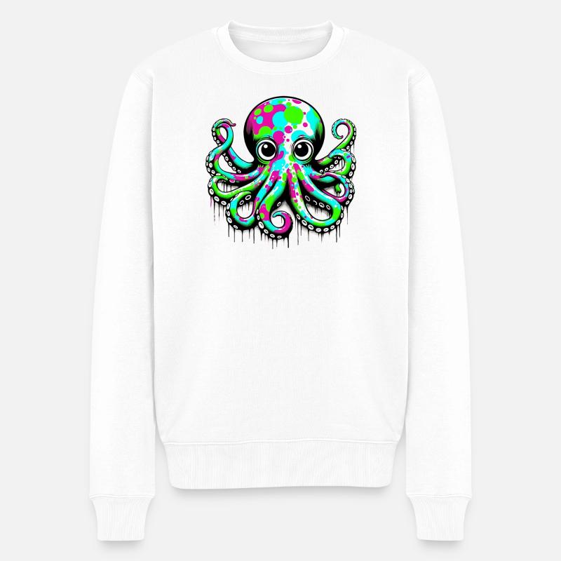 Krake - Männer Premium Bio Pullover - Weiß