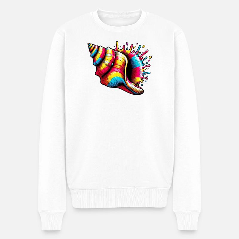 Muschel - Männer Premium Bio Pullover - Weiß