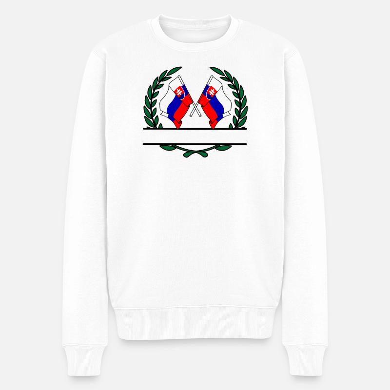 Fahnen Slowakei Lorbeerkranz Banner - Männer Premium Bio Pullover - Weiß