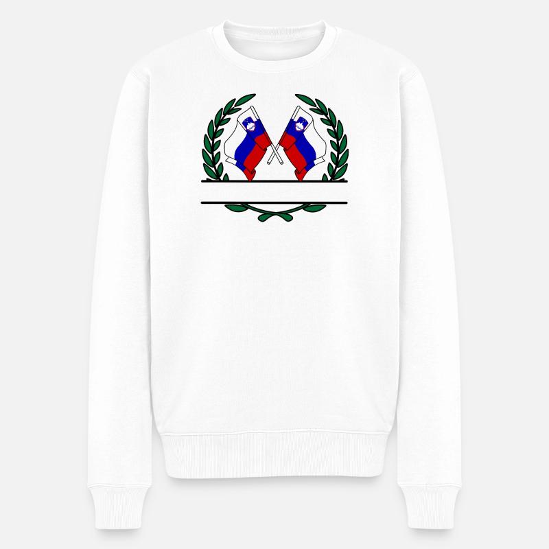 Drapeaux Slovénie couronne de laurier bannière - Pull Premium bio Homme - blanc