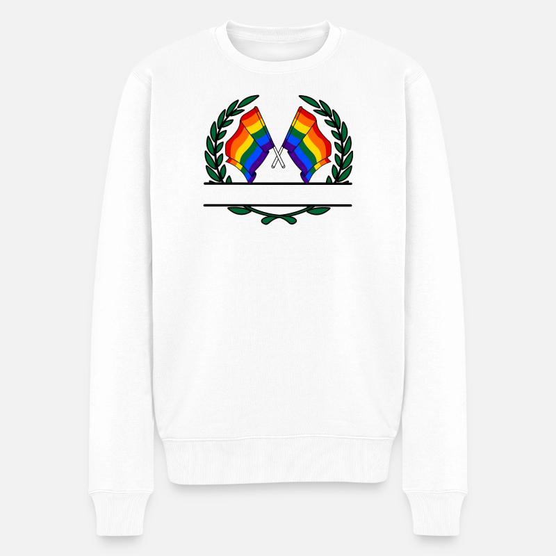 Drapeaux Bannière couronne de laurier arc-en-ciel - Pull Premium bio Homme - blanc