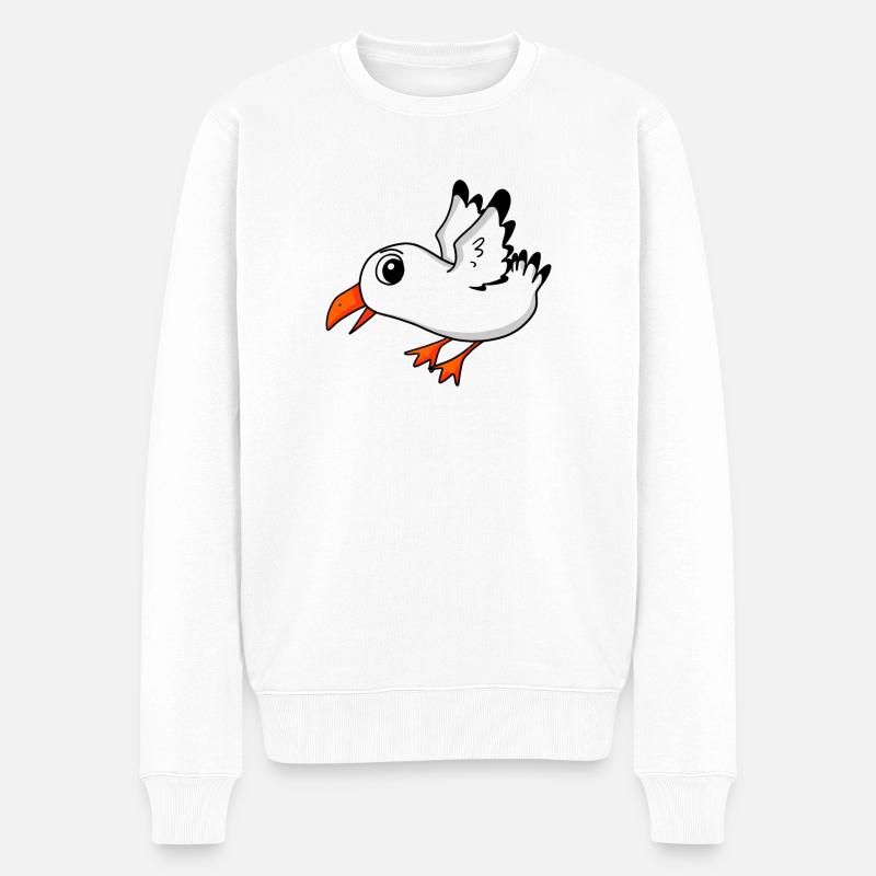 Möwe Vogel - Männer Premium Bio Pullover - Weiß