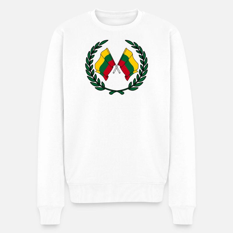 Drapeaux Lituanie en couronne de laurier - Pull Premium bio Homme - blanc