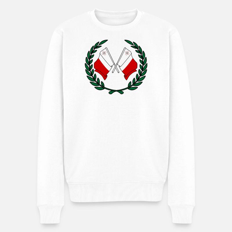 Drapeaux Malte en couronne de laurier - Pull Premium bio Homme - blanc