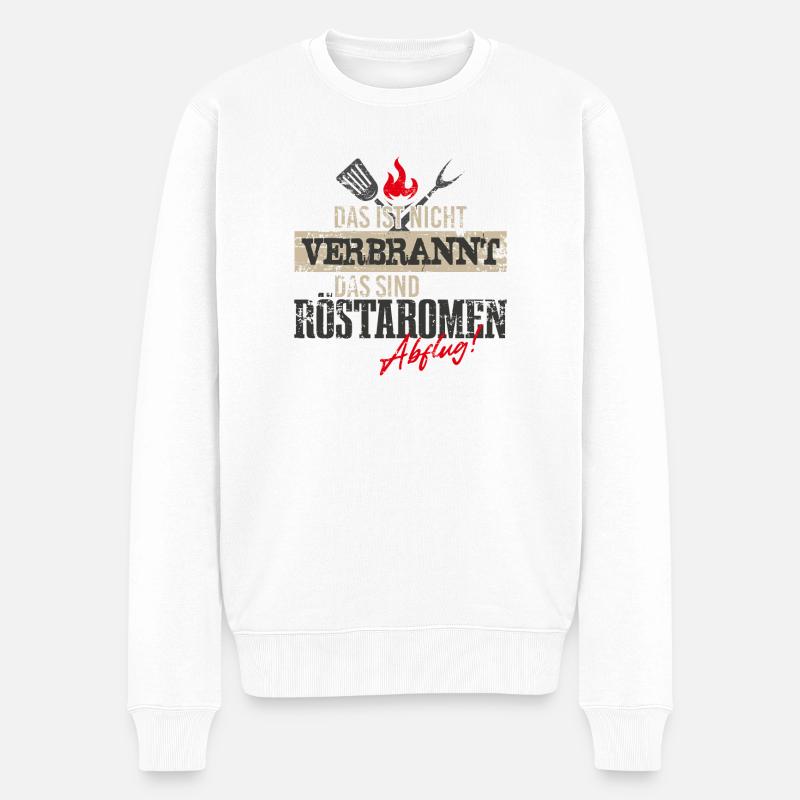 Grillen Spruch lustig - Männer Premium Bio Pullover - Weiß