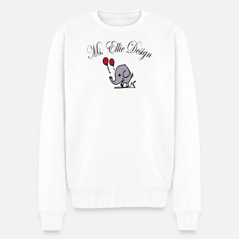 Elefantendame mit Luftballons - Männer Premium Bio Pullover - Weiß