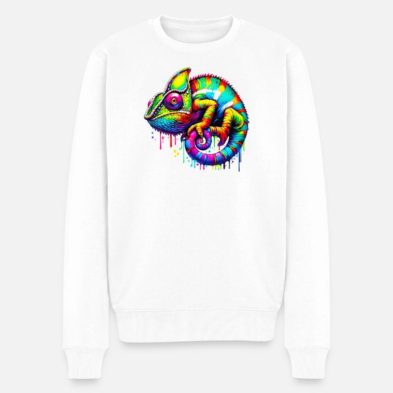 Chamäleon - Männer Premium Bio Pullover - Weiß