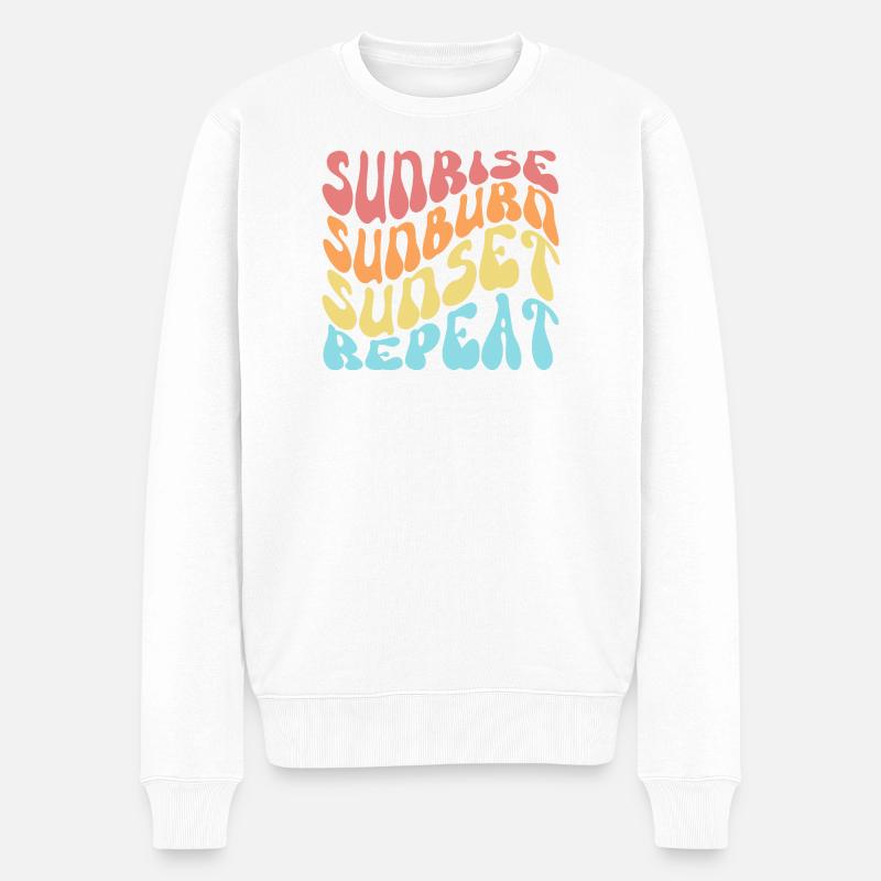 Sunrise Sunburn Sunset Repeat Groovy Wavy - Pull Premium bio Homme - blanc