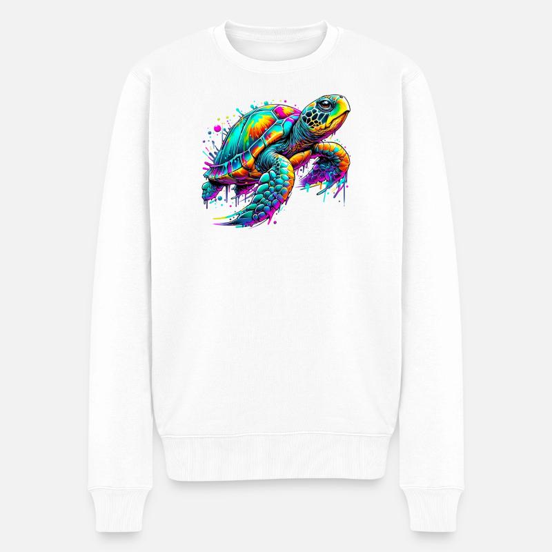 Schildkröte - Männer Premium Bio Pullover - Weiß
