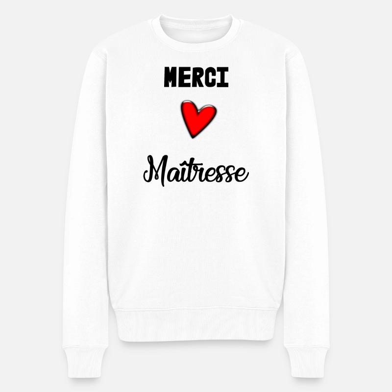 MAÎTRESSE. MERCI. MERCI MAÎTRESSE - Pull Premium bio Homme - blanc