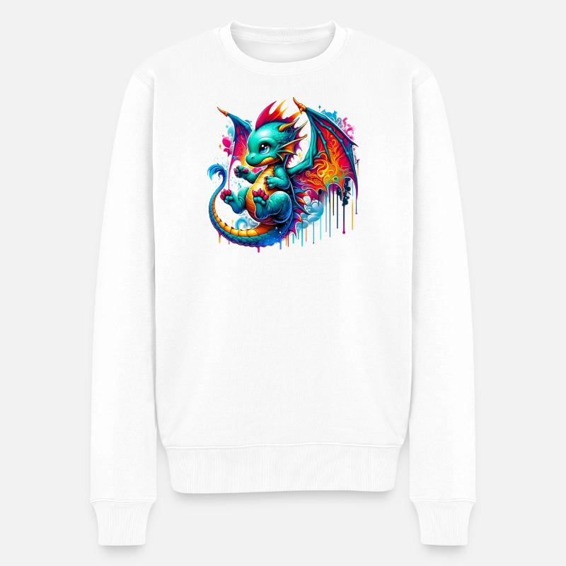 Drache - Männer Premium Bio Pullover - Weiß