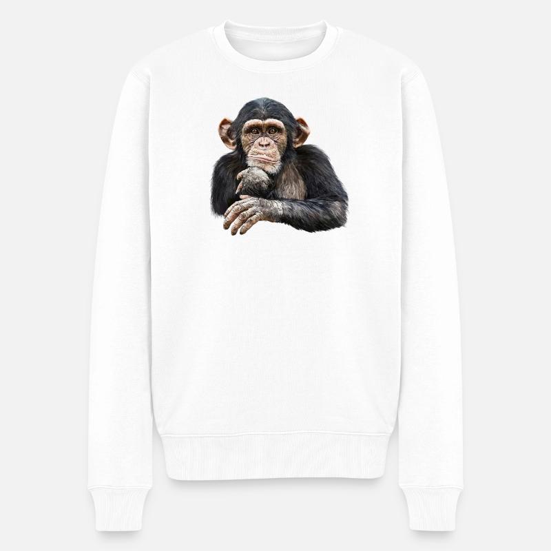 Schimpanse - Männer Premium Bio Pullover - Weiß