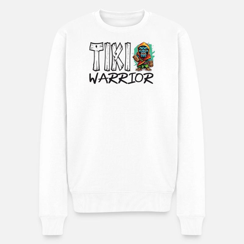 Tiki Krieger Kollektion - Männer Premium Bio Pullover - Weiß