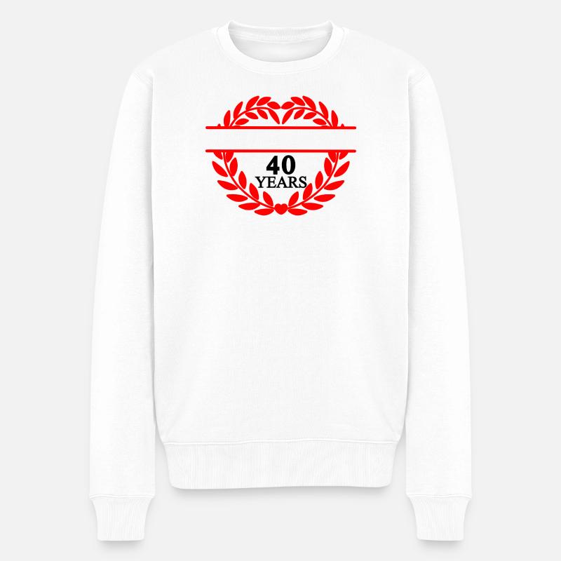 Banner Name vierzig, Herz Lorbeerkranz - Männer Premium Bio Pullover - Weiß