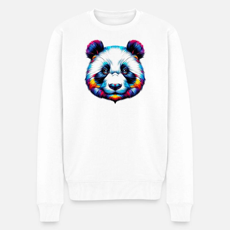 Panda - Männer Premium Bio Pullover - Weiß