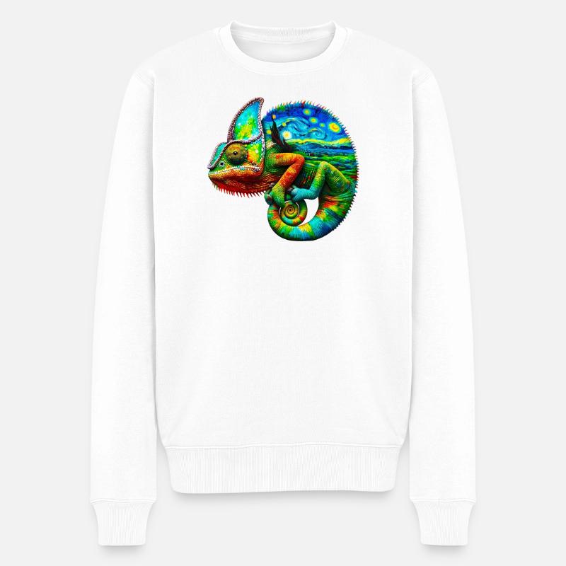 Van Gogh Chamäleon - Männer Premium Bio Pullover - Weiß