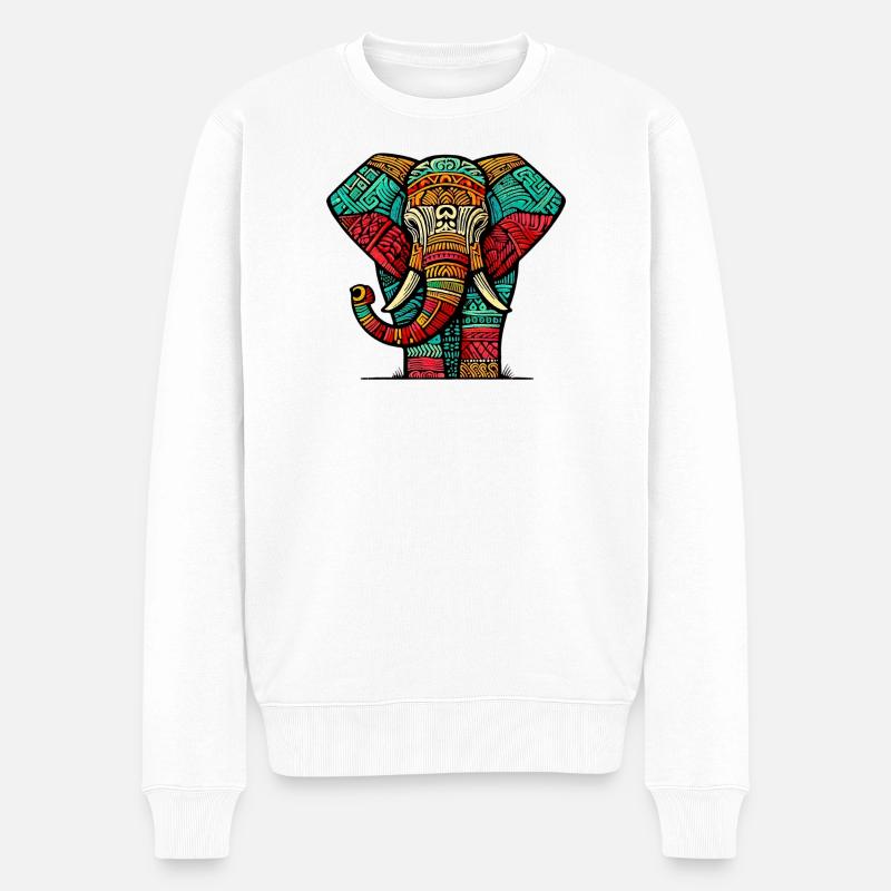 Elefant - Männer Premium Bio Pullover - Weiß