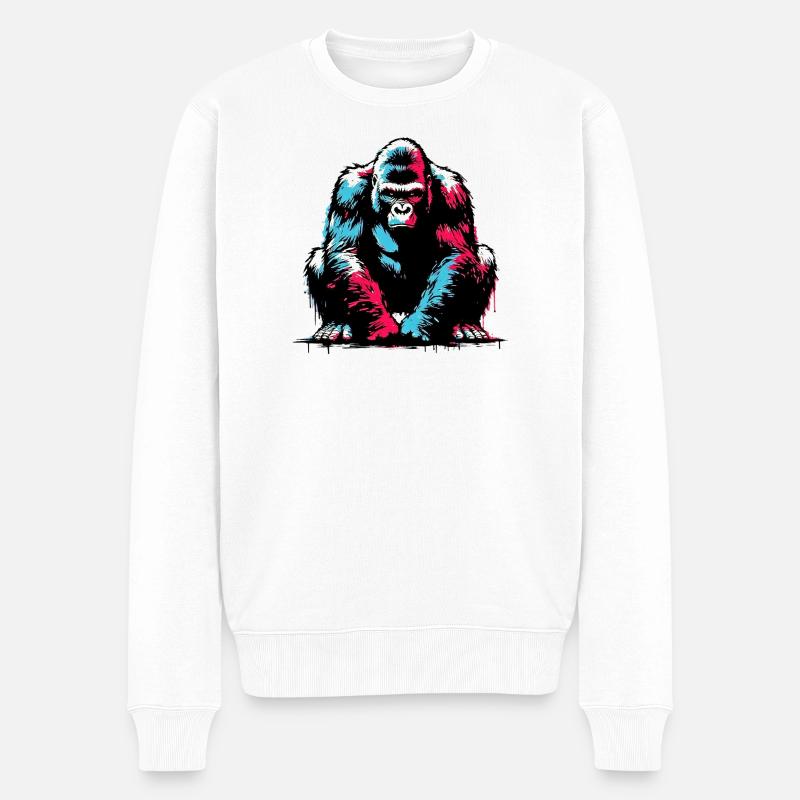 Gorilla - Männer Premium Bio Pullover - Weiß