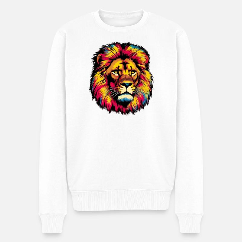 Löwe - Männer Premium Bio Pullover - Weiß
