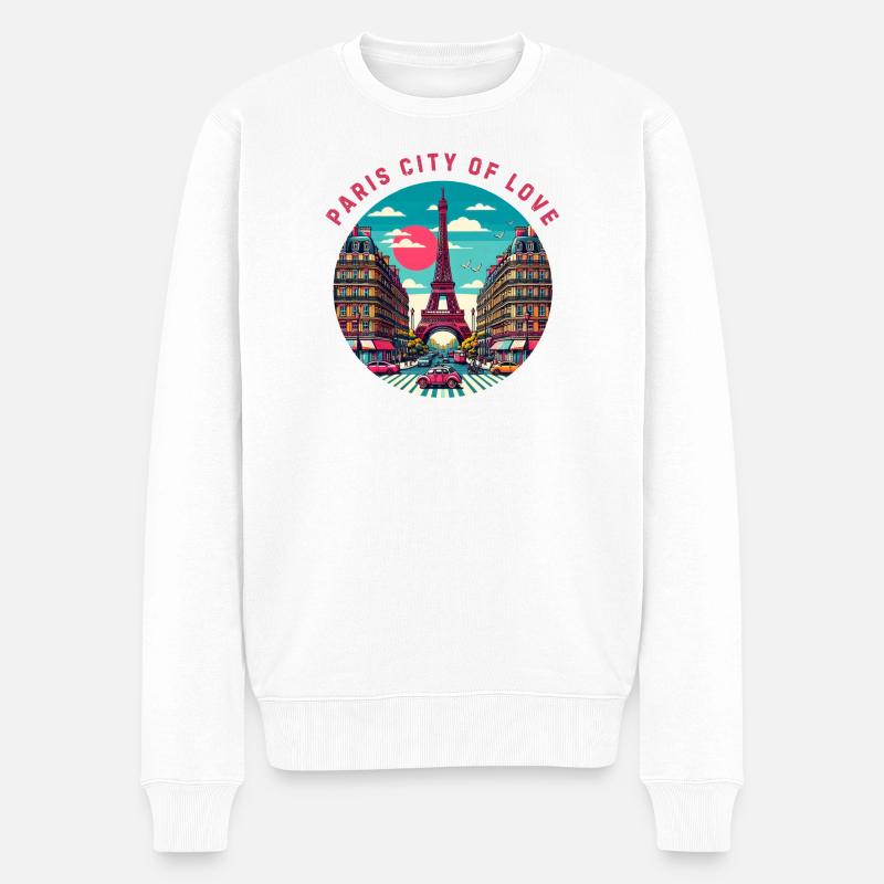 Paris Stadt der Liebe - Männer Premium Bio Pullover - Weiß
