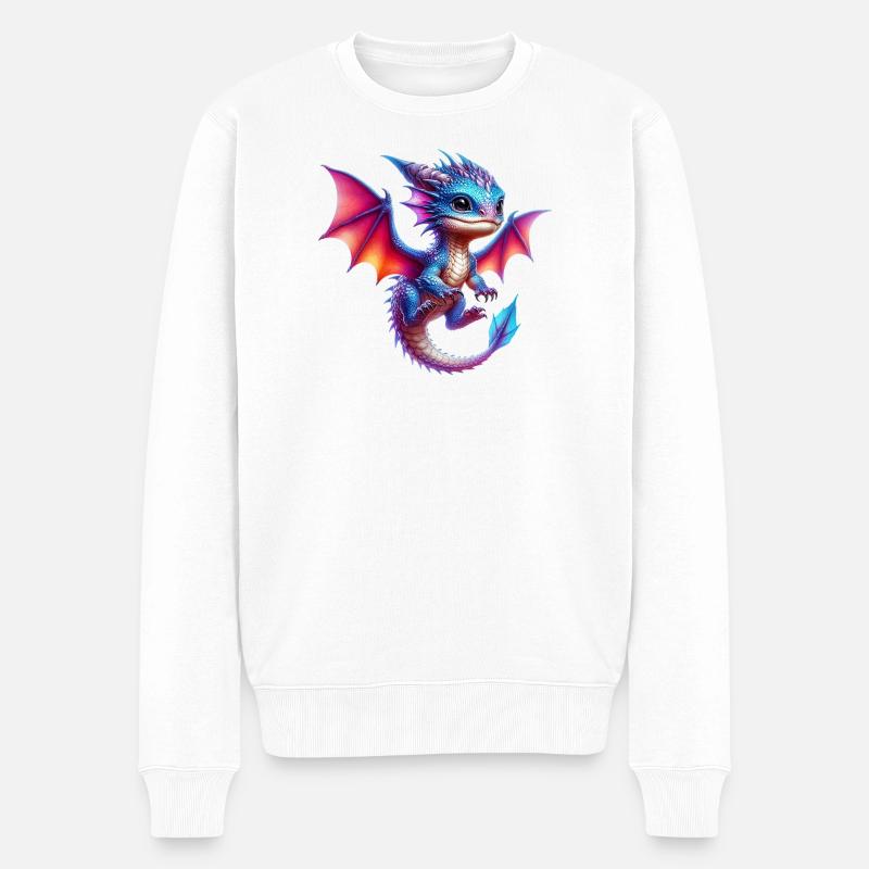 Drache - Männer Premium Bio Pullover - Weiß