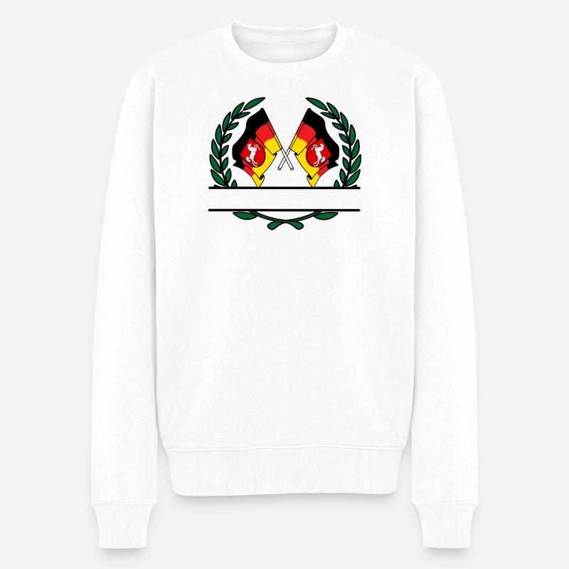 Drapeaux Basse-Saxe couronne de laurier bannière - Pull Premium bio Homme - blanc