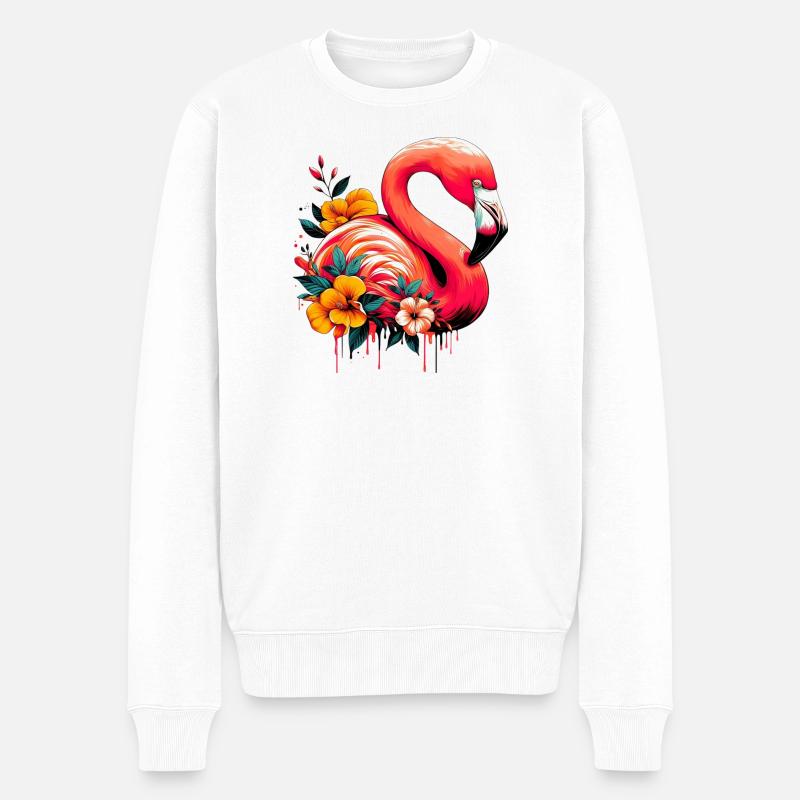 Flamingo - Männer Premium Bio Pullover - Weiß