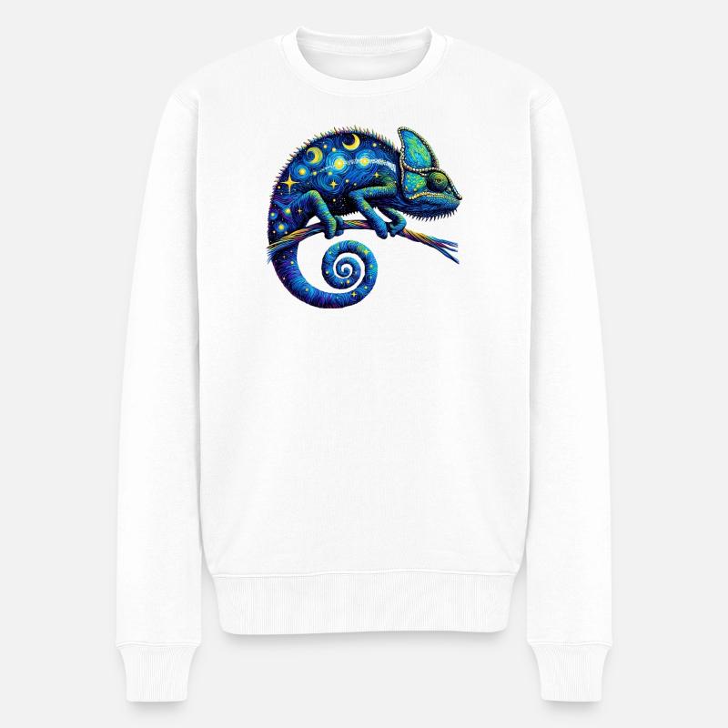 Chamäleon - Männer Premium Bio Pullover - Weiß