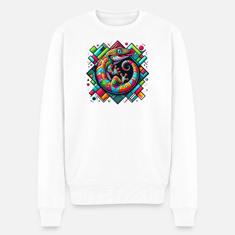 Gecko - Männer Premium Bio Pullover - Weiß
