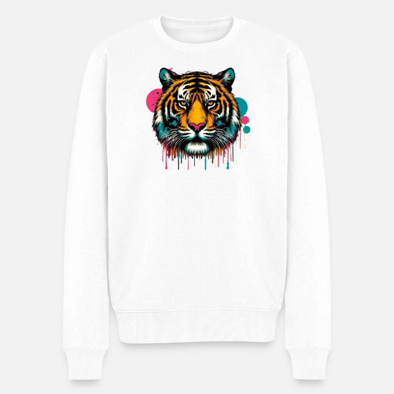 Tiger - Männer Premium Bio Pullover - Weiß