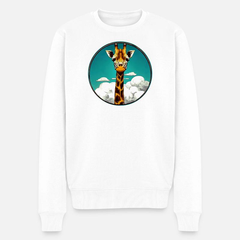 Giraffe - Männer Premium Bio Pullover - Weiß