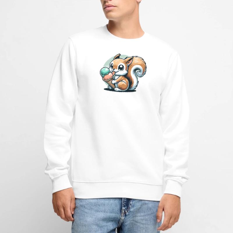 Écureuil de dessin animé mignon avec de la crème glacée Pull Premium bio Homme
