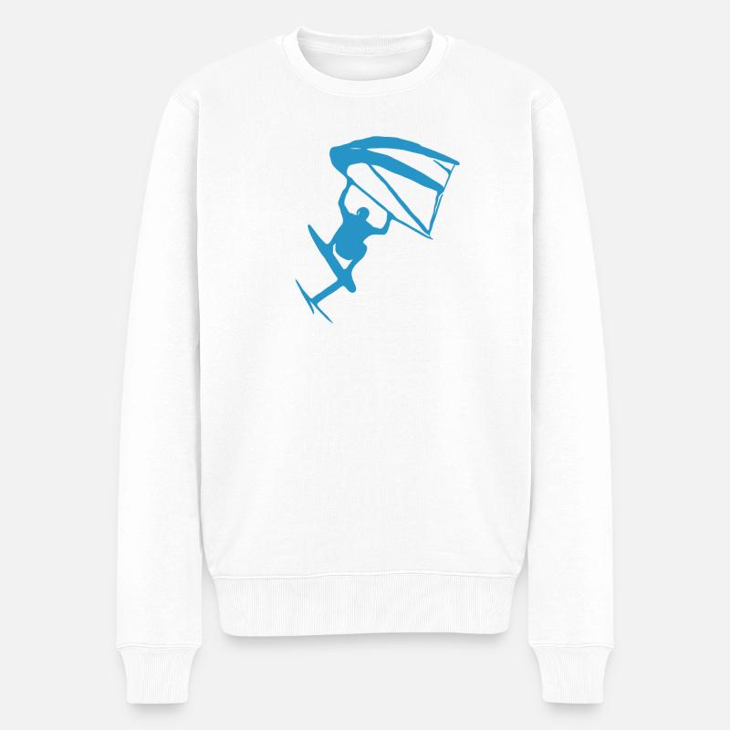 Wingfoiling Sticker - Männer Premium Bio Pullover - Weiß