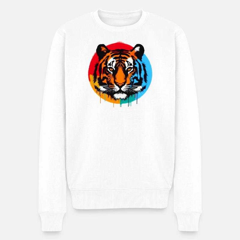 Tiger - Männer Premium Bio Pullover - Weiß