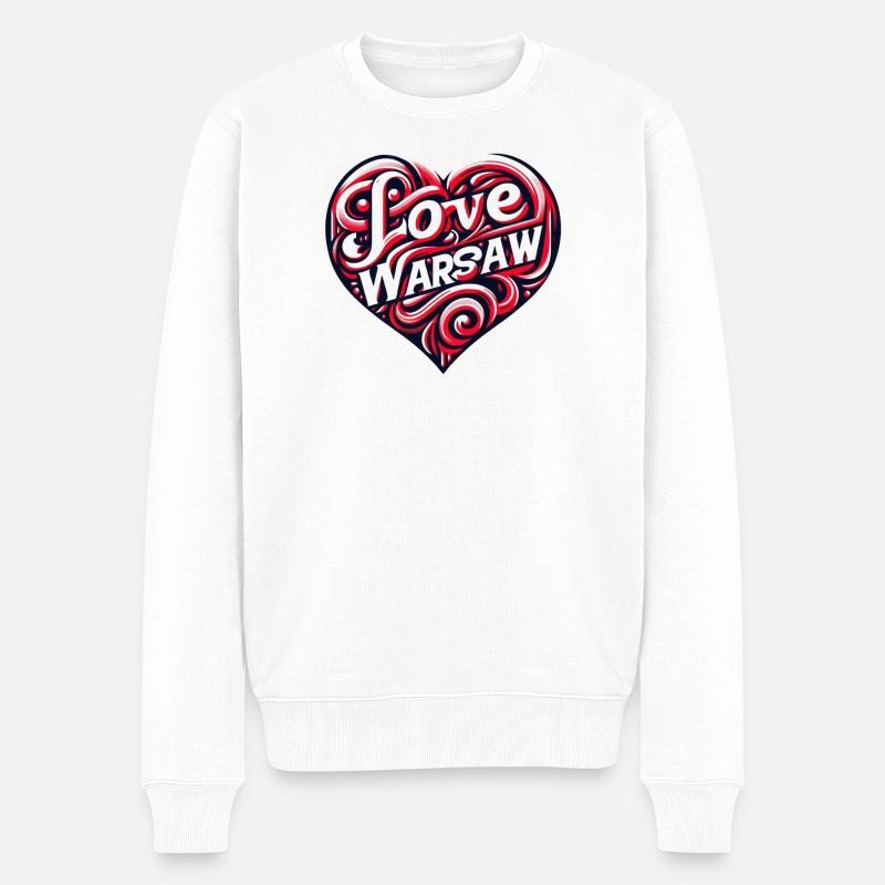 Warschau, ich liebe Warschau - Männer Premium Bio Pullover - Weiß