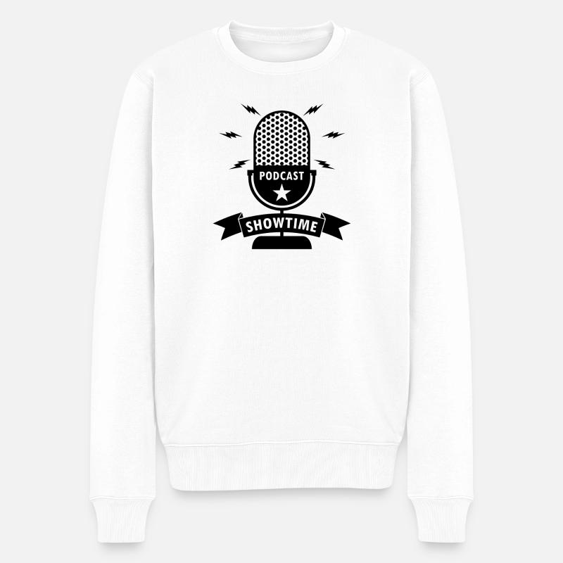 Podcast Showtime Microphone - Pull Premium bio Homme - blanc