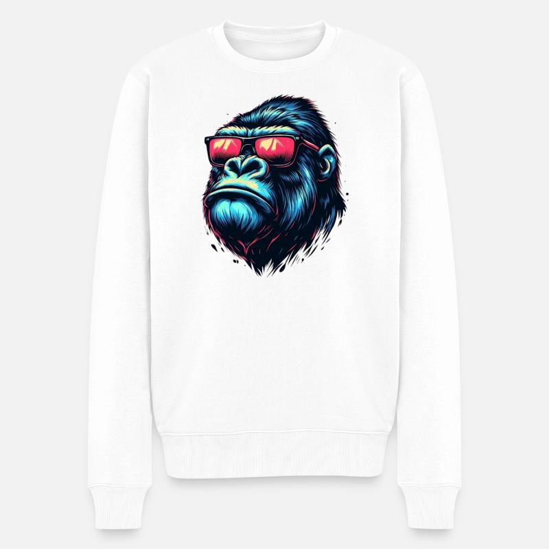 Gorilla - Männer Premium Bio Pullover - Weiß