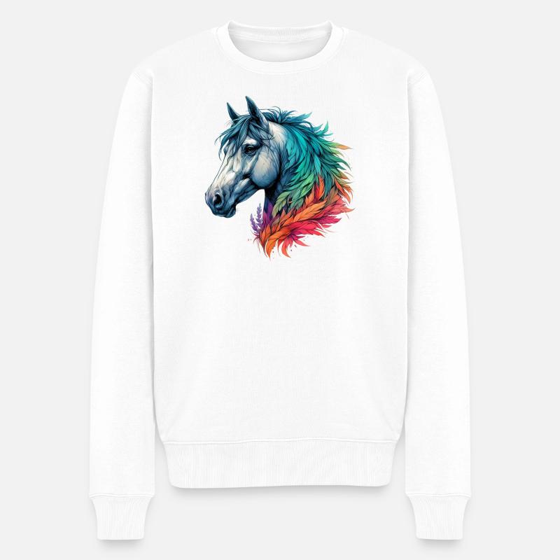 Pferd - Männer Premium Bio Pullover - Weiß