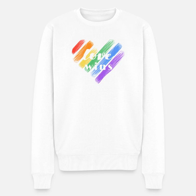 Liebe gewinnt – Regenbogenfarben - Männer Premium Bio Pullover - Weiß